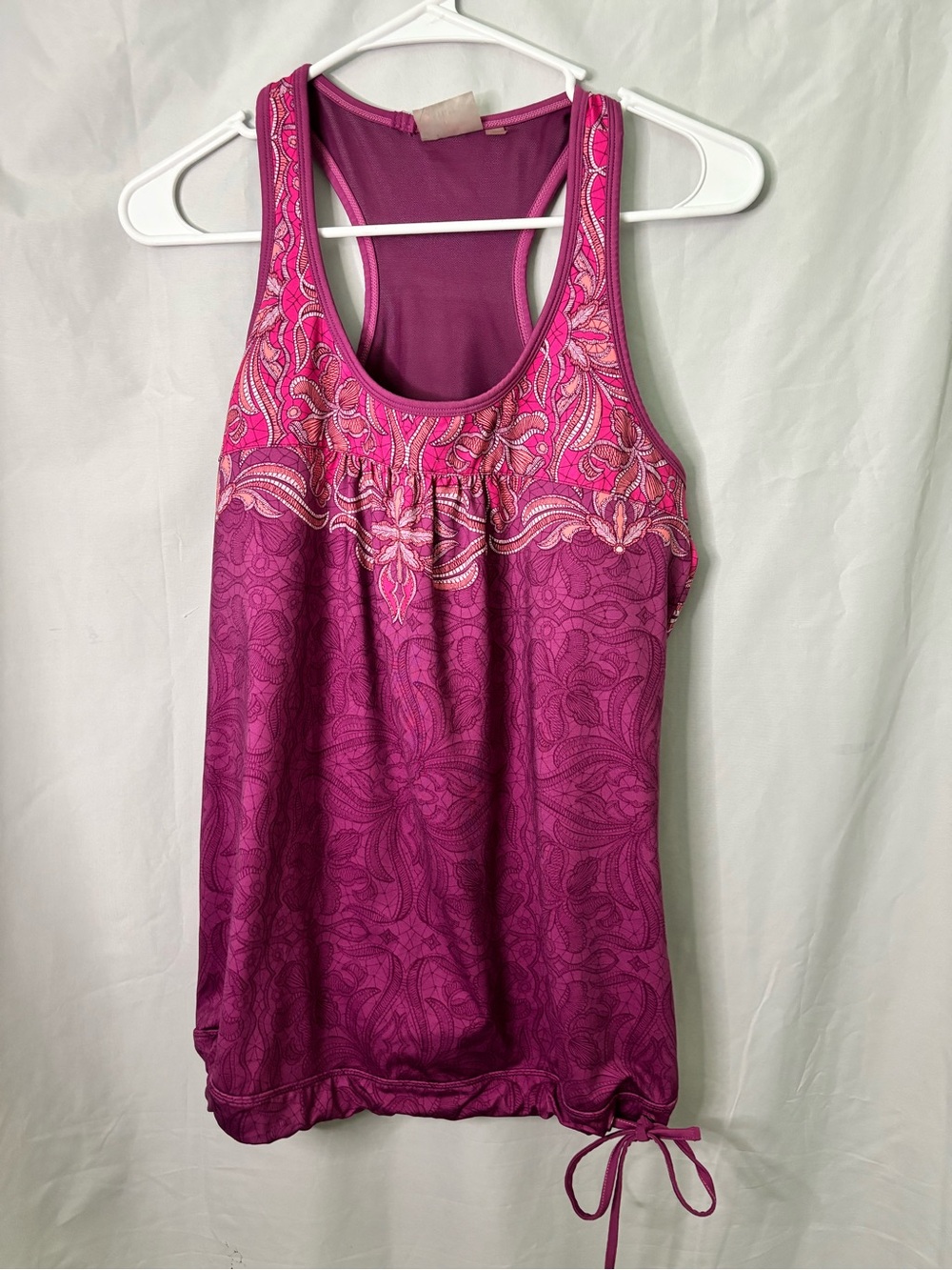 Athleta Magenta Racerback Tank with Embroidered Yoke
